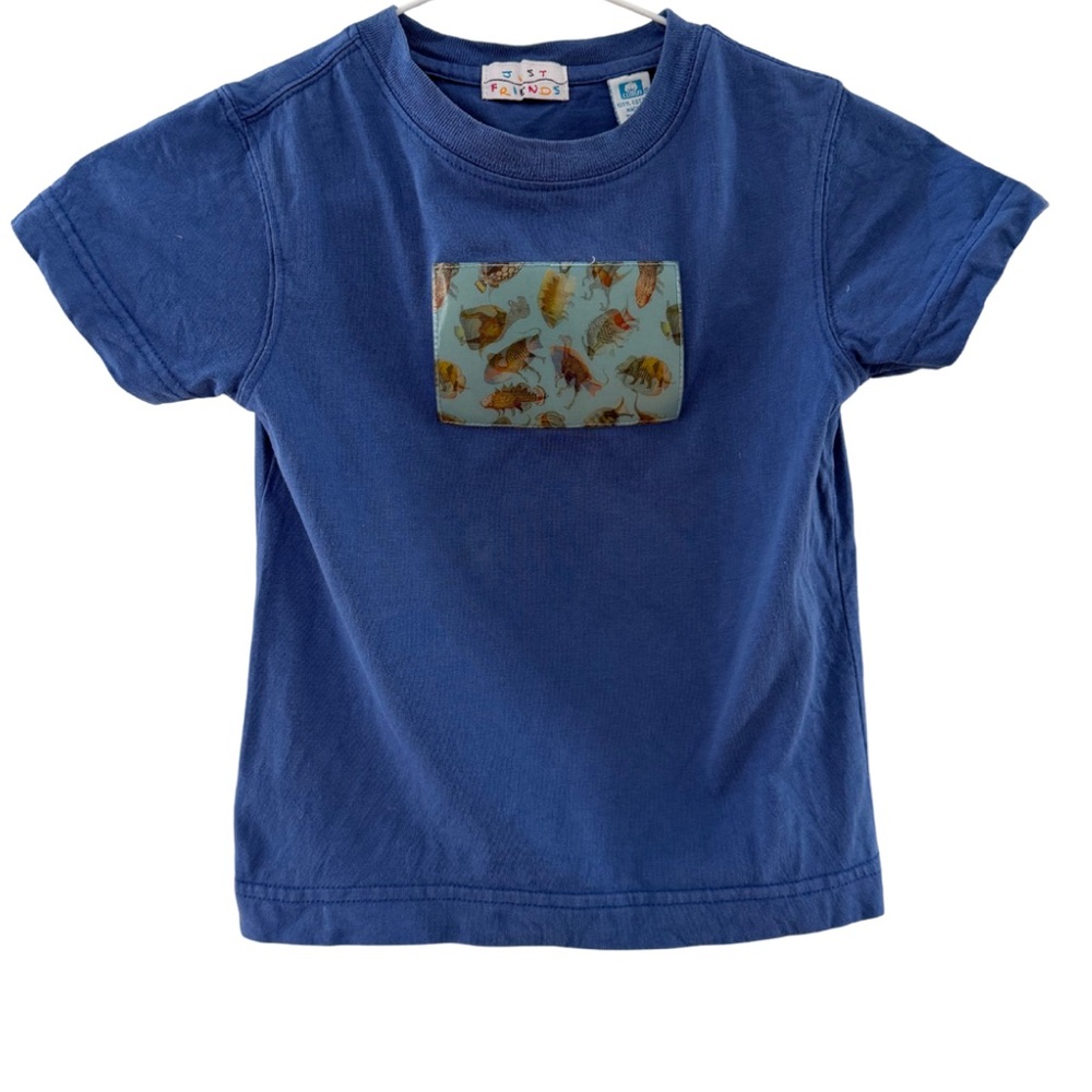 Vintage Kids T-Shirt Fish & Dinosaurs Changing Graphic 3T Blue
